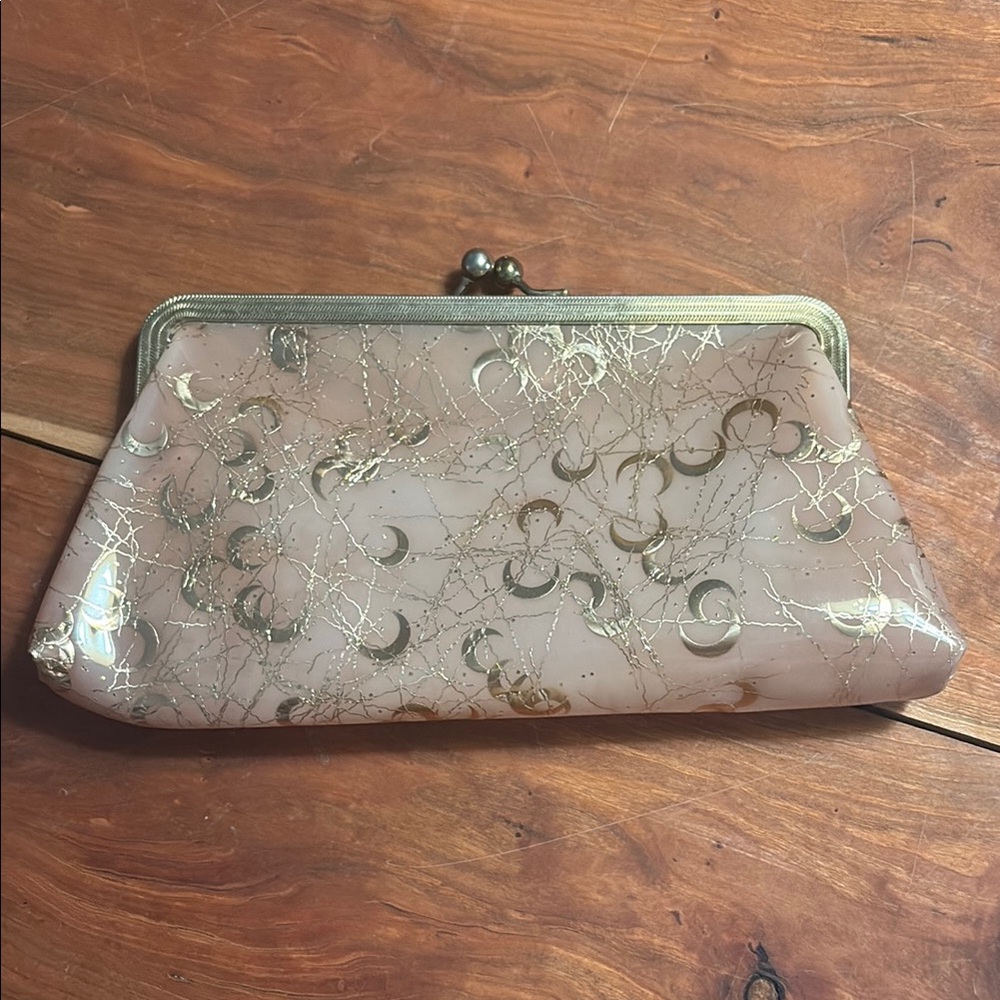 Vintage 1950s Celestial Fairycore Gold and Pink Clutch